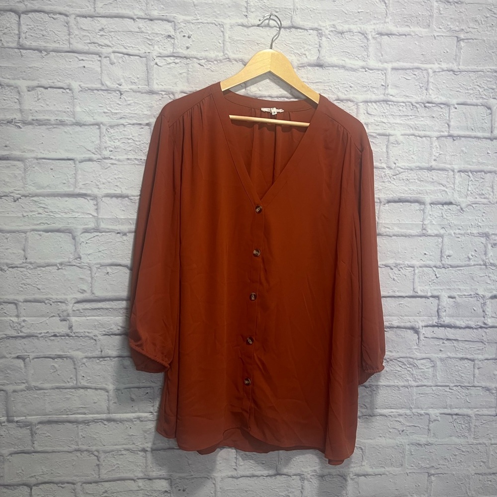 Maurices 3xl Rust Button-Up Blouse